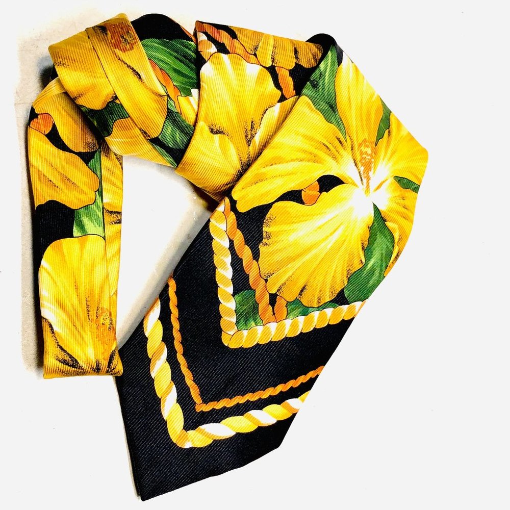 Kenzo Vintage Hibiscus Silk Tie